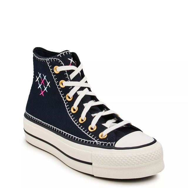 Official Converse Store Chuck Taylor All Star Lift Platform Crafted Stitching in Black Egret Gold
