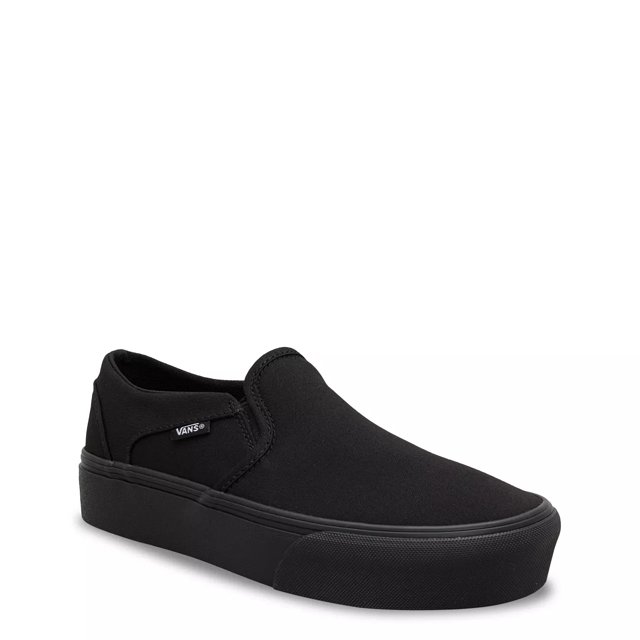 Slip on vans black womens sales