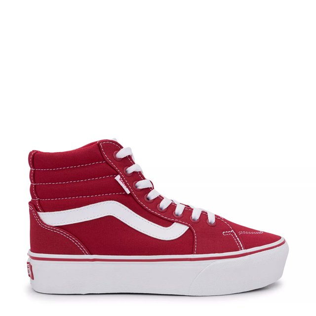 Red high top platform vans discount