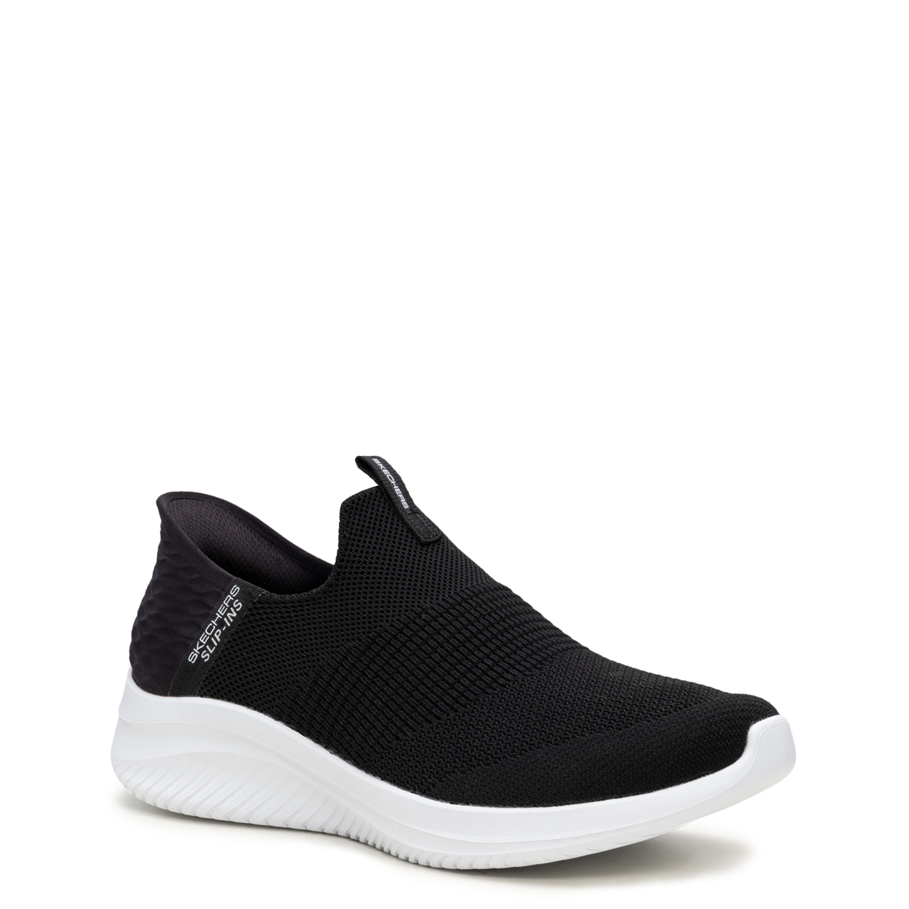 Womens black best sale skechers slip on