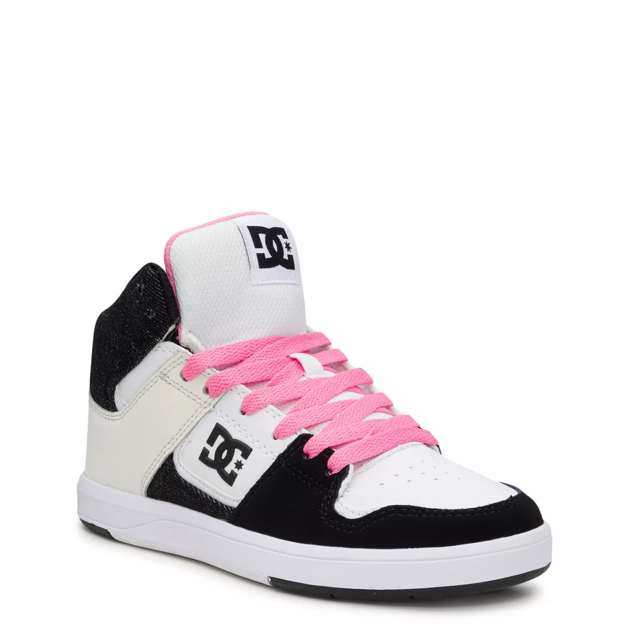 DC Women s Cure High Top Sneaker in Black Crazy Pink Denim Size 5.5 Medium