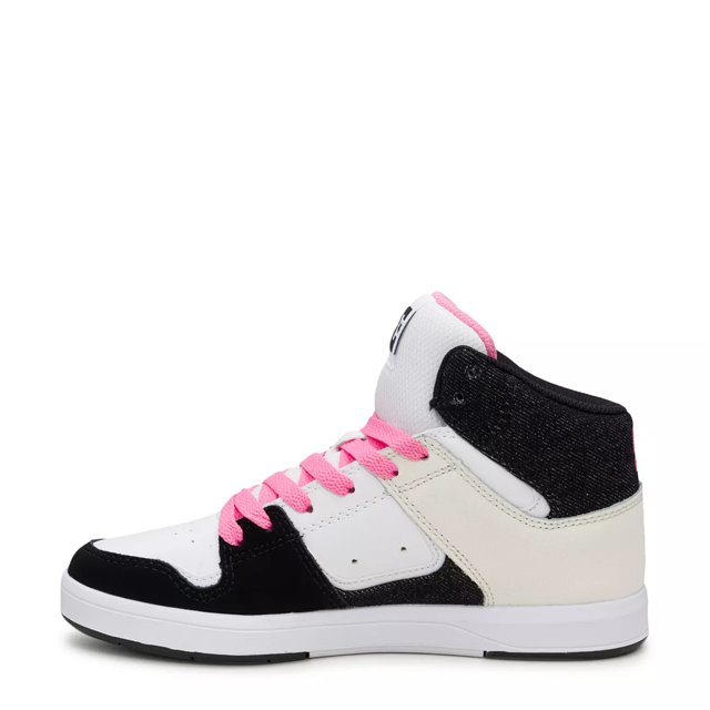 DC Women s Cure High Top Sneaker in Black Crazy Pink Denim Size 5.5 Medium