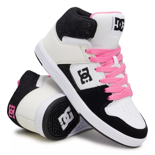 DC Women s Cure High Top Sneaker in Black Crazy Pink Denim Size 5 Medium