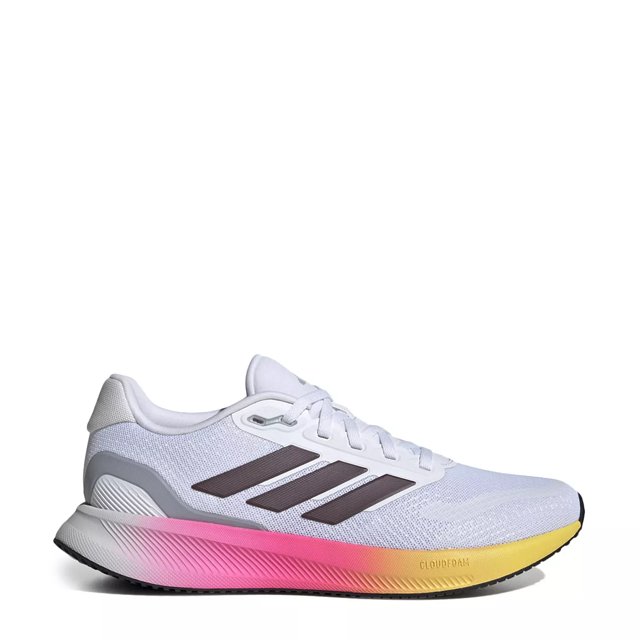Adidas Women s Run Falcon 5 Wide Width Running Shoe in Twr White Aurora Met Core Black Wide Size 6.5