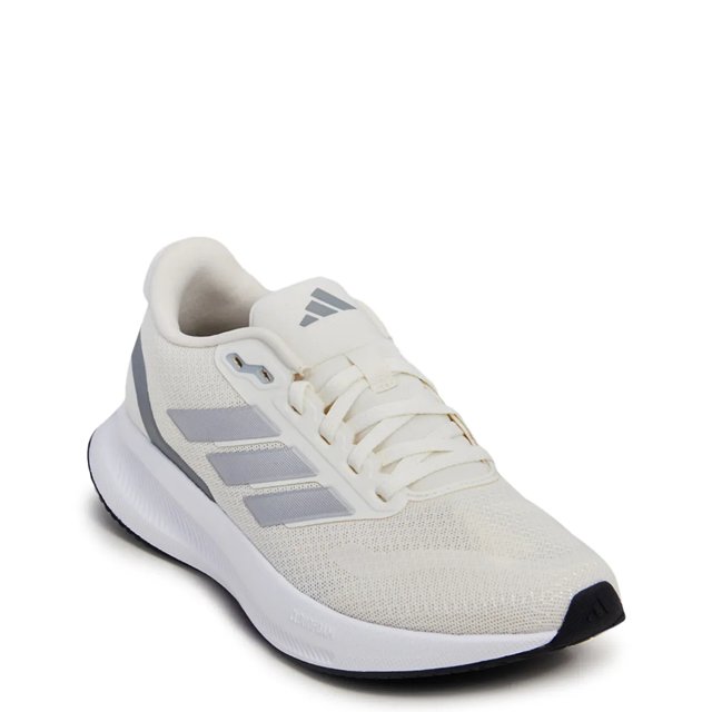 Adidas Women s Run Falcon 5 Wide Width Running Shoe in Off White Silver Metallic Core Black Wide Size 8.5