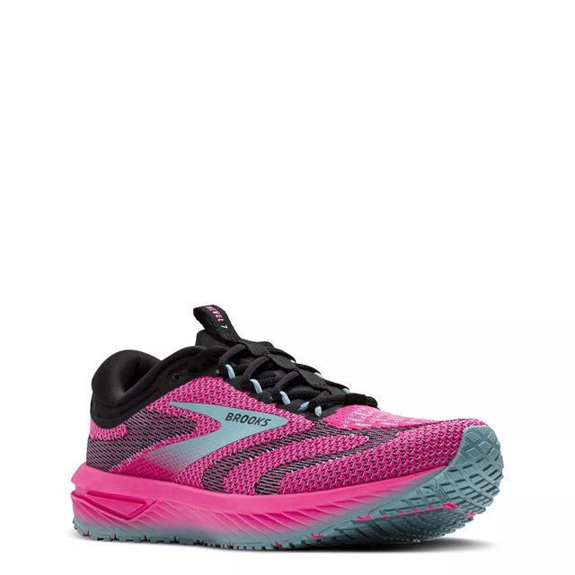 Brooks Women s Revel 7 Running Shoe in Knockout Pink Black Aqua Size 9 Medium