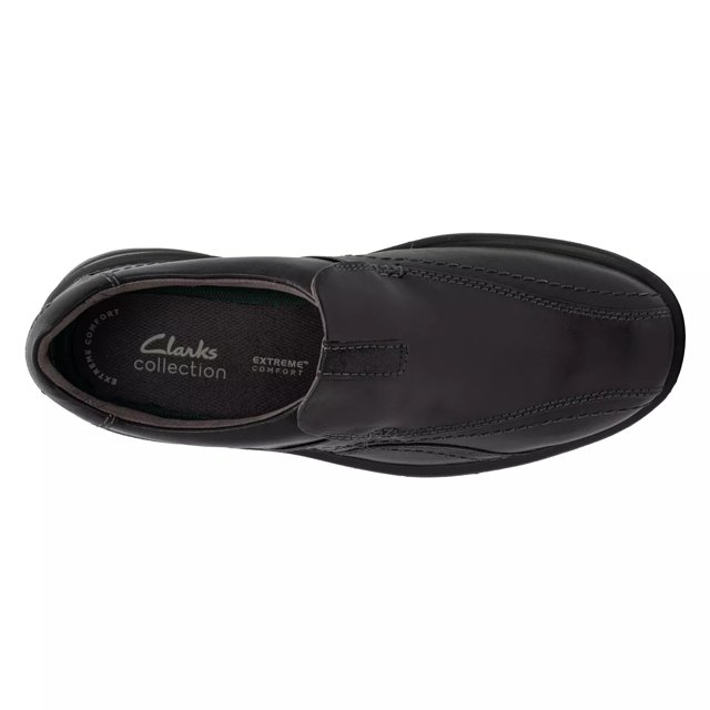 Clarks mens black slip on shoes sale
