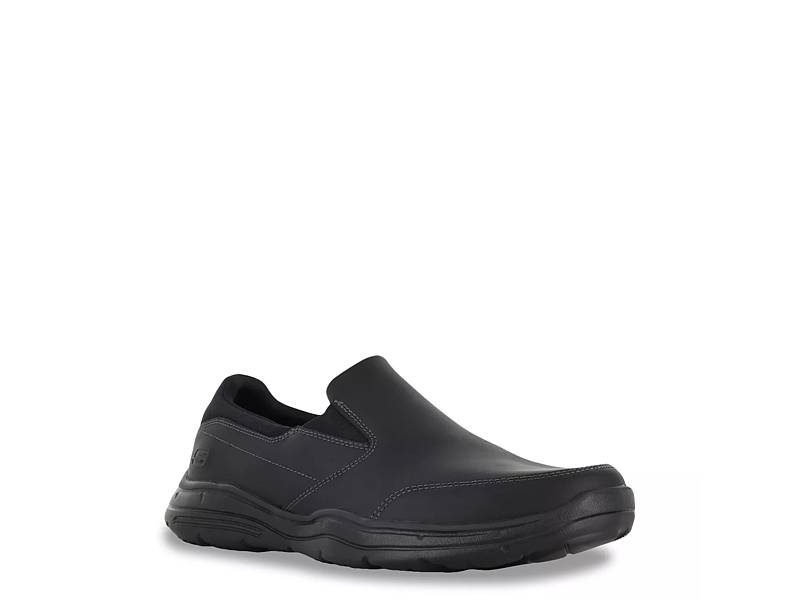 Mens Skechers Melo Slip Resistant Moc Toe Slip On Black