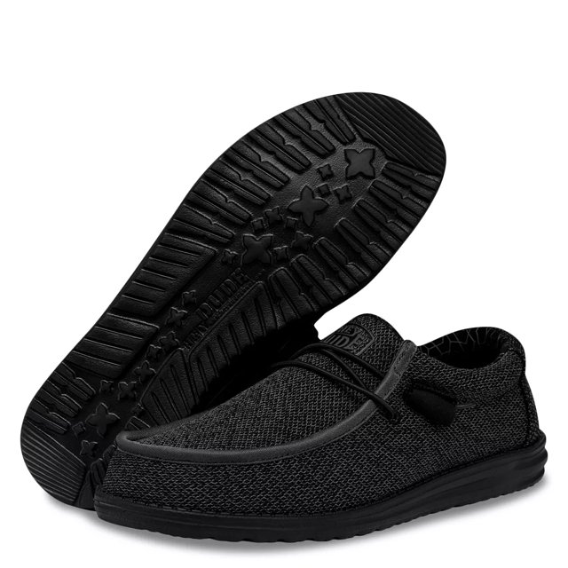 HEYDUDE Men s Casual Wally Sox Wide Micro Total Black Size 7