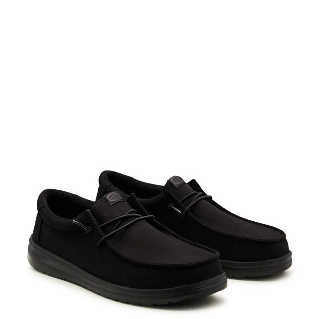 Hey Dude Men s Wally Wide Width Moc Toe Slip on in Black Size 9