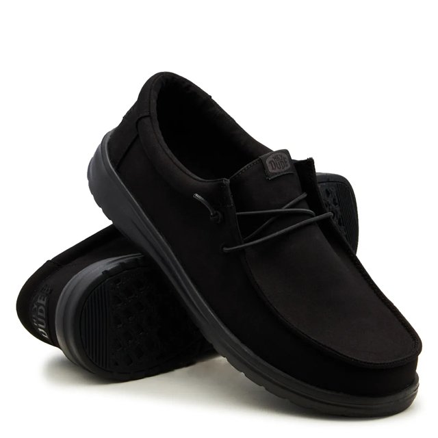 Hey Dude Men s Wally Wide Width Moc Toe Slip on in Black Size 9