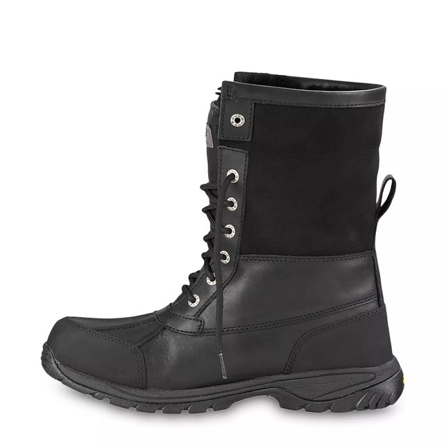 Black leather uggs tall 2025