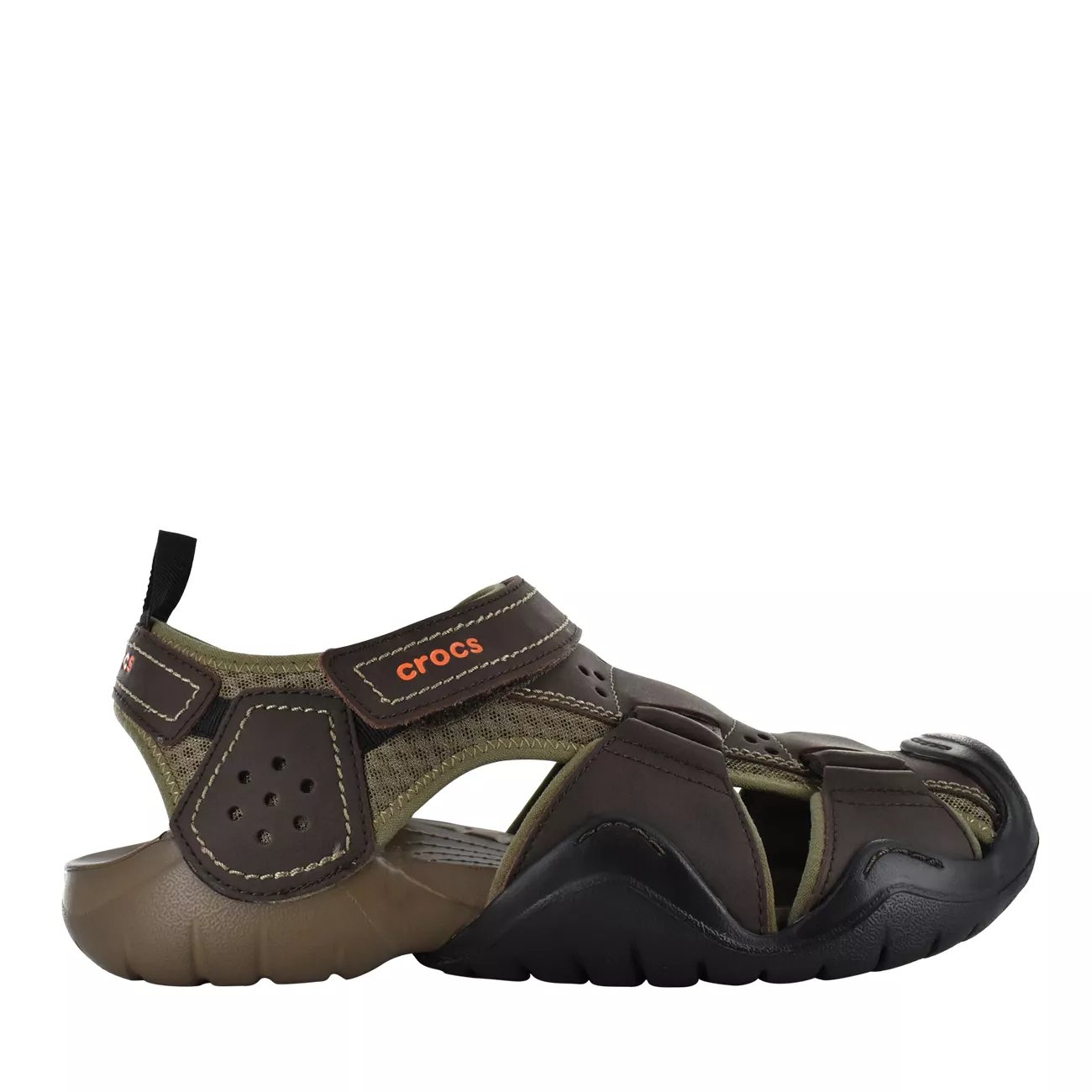 crocs men's swiftwater leather fisherman sandal