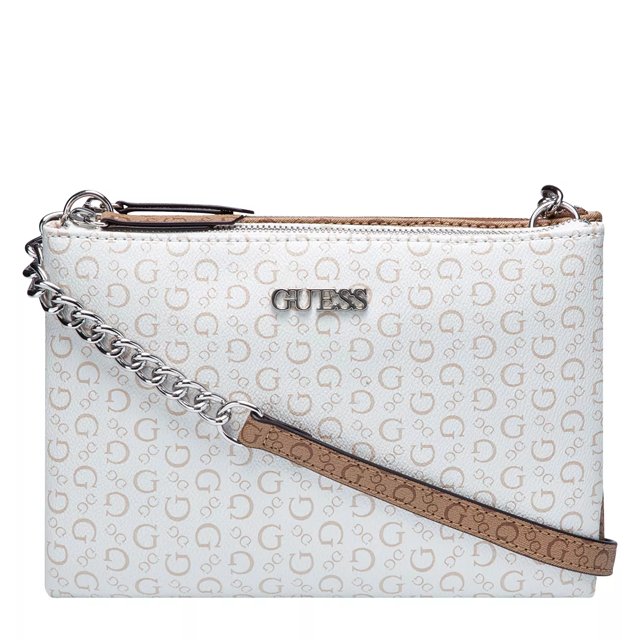 GUESS Naya Double Zip Crossbody Coal One Size: Handbags