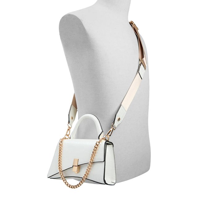 White crossbody bag with gold chain on sale