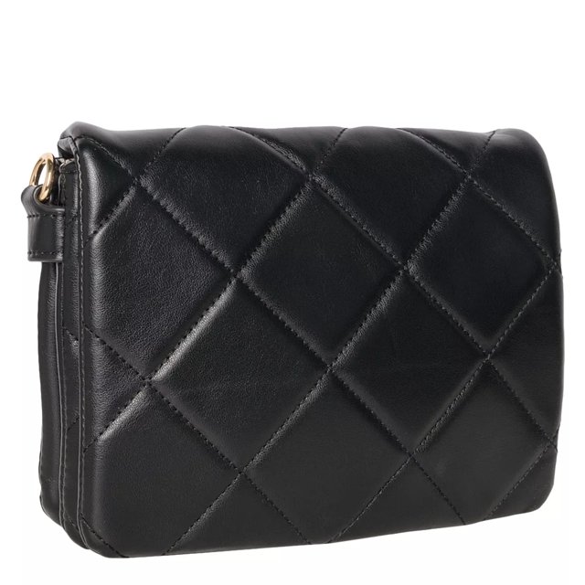 Black quilted crossbody bag with chain store
