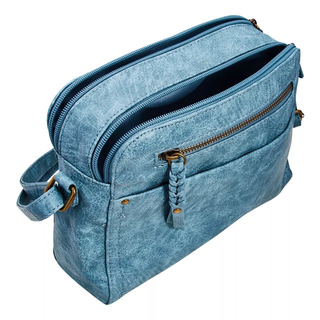 Essex Lane Women s Multi Zip Crossbody Bag in Chambray Size Not Applicable