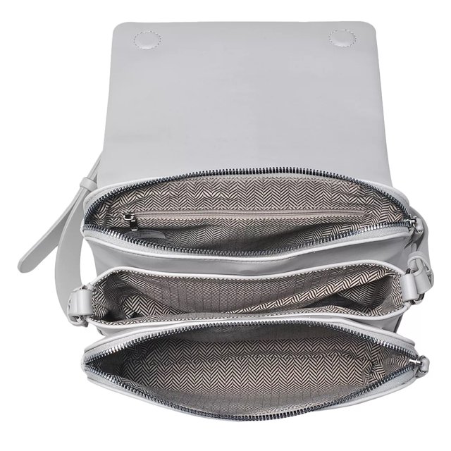 Triple compartment cross body bag top