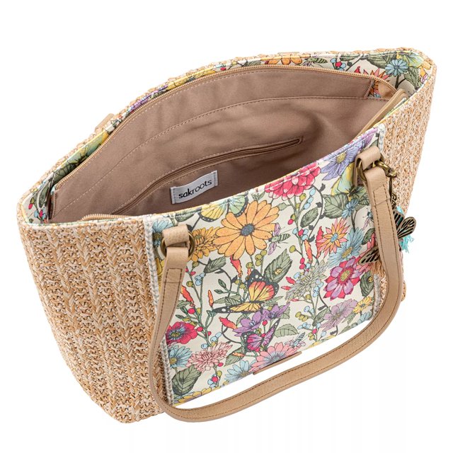 Sakroots meadow medium shop straw tote