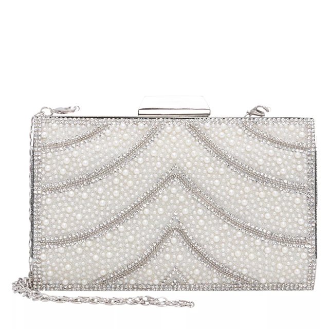 Kelly Katie Pearl Rhinestone Miniaudiere Clutch