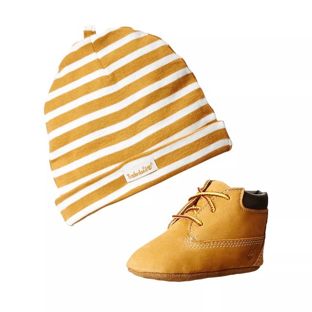 timberland crib booties and hat