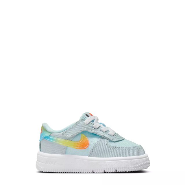 Nike Toddler Boys Force 1 Low Sneaker in Blue Orange Light Lemon Twist Size 4 Medium