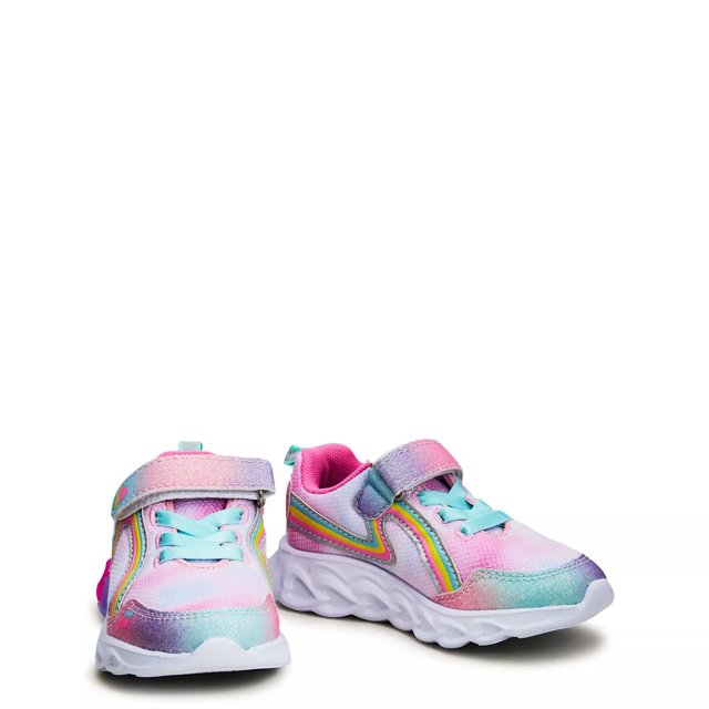 TRX Toddler Girls Rainbow Hearts Light Up Running Shoe