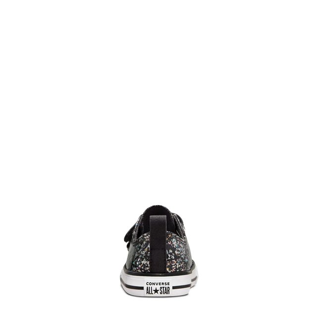 Converse Toddler Girls Chuck Taylor All Star Glitter Easy On Low Top Sneaker in Dark Matter White Black Size 10 Medium
