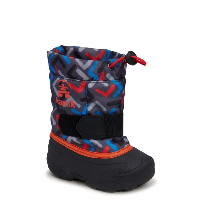 Kamik Boys Flynn Waterproof Winter Boot in Charcoal Tangerine Size 6 Medium