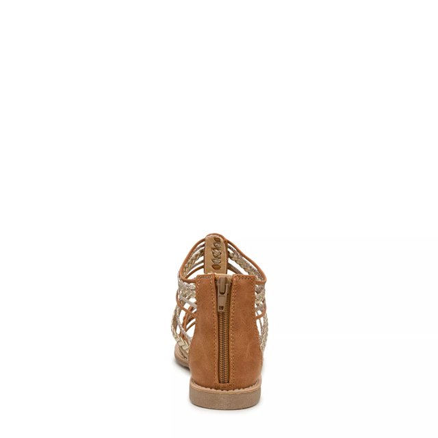 Olive Edie Girls Maddy Gladiator Sandal in Tan Gold Size 1 Medium