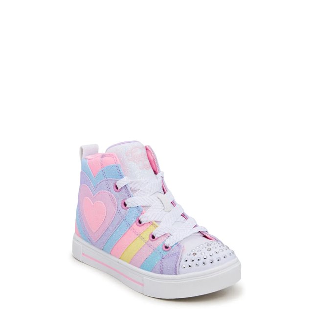 Skechers Girls Twinkle Sparks Heart Pop High Top Sneaker in Multi Pink Size 3 Medium