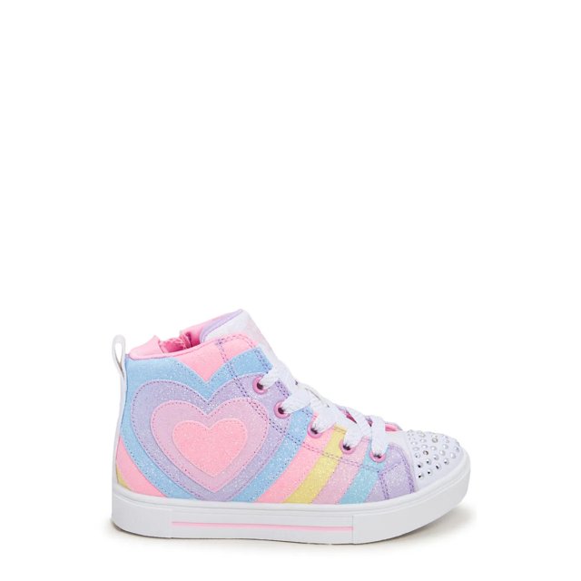 Skechers Girls Twinkle Sparks Heart Pop High Top Sneaker in Multi Pink Size 3 Medium