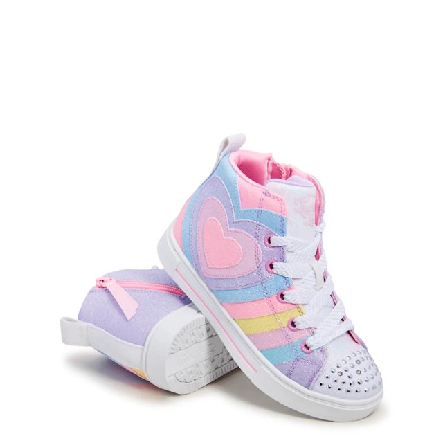 Skechers Girls Twinkle Sparks Heart Pop High Top Sneaker in Multi Pink Size 3 Medium