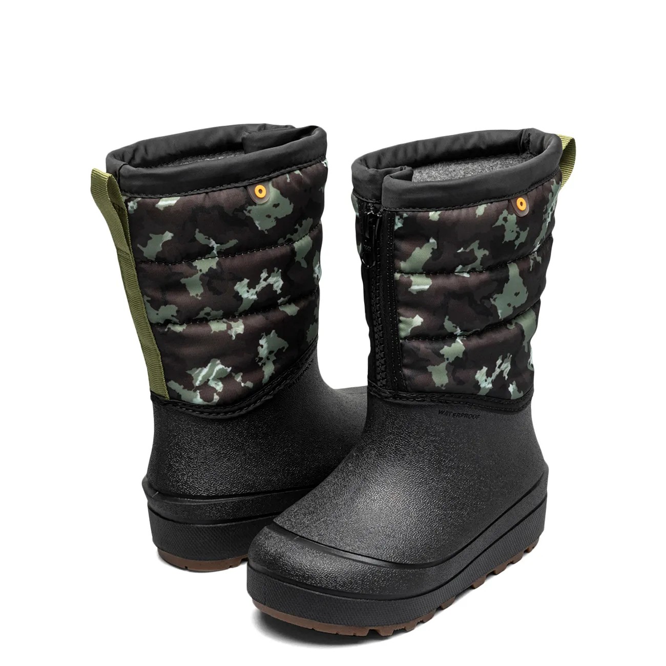 Youth Boys' Snow Shell Zip Camo Texture Wateproof Winter Boot