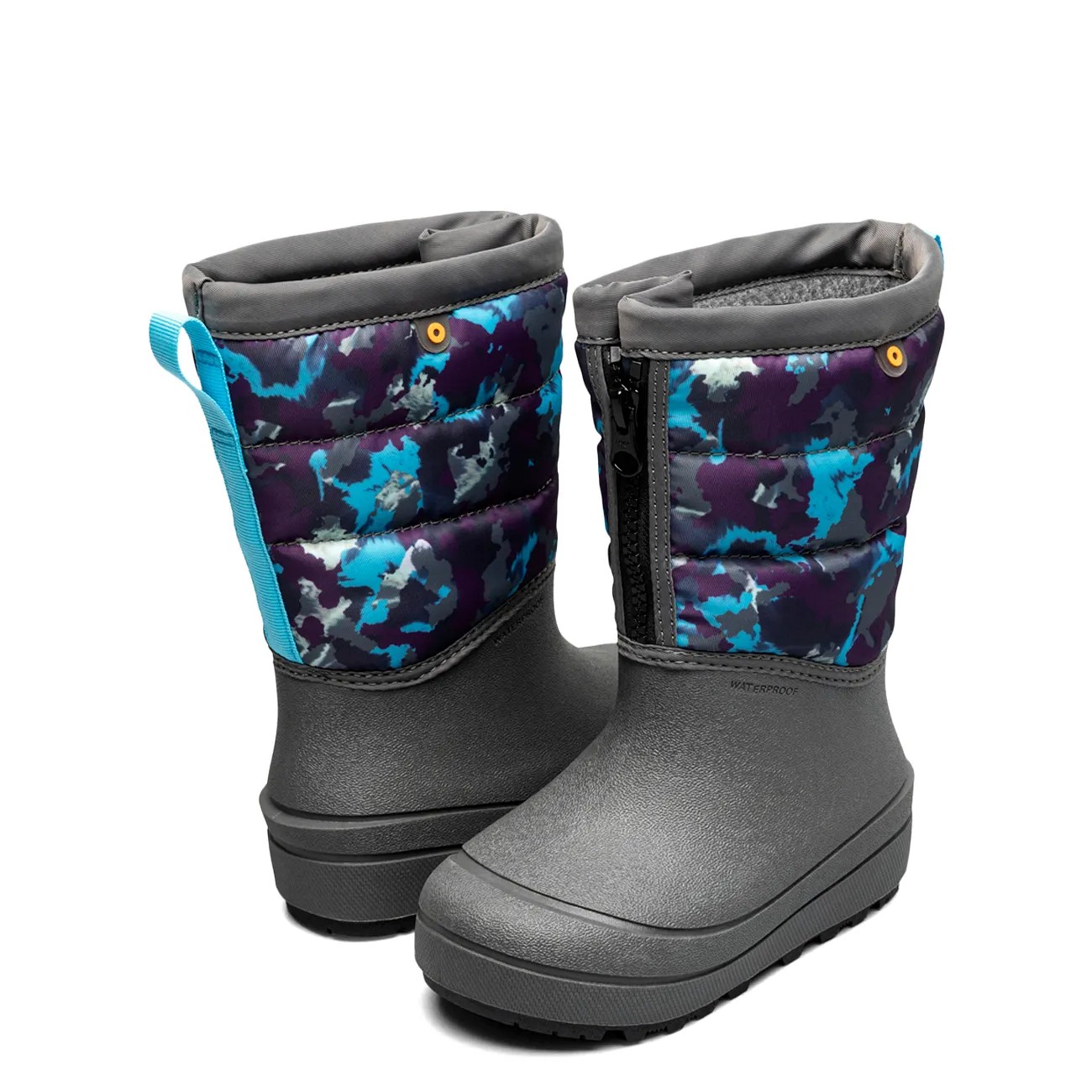 Youth Girls' Snow Shell Zip Camo Texture Waterproof Winter Boot