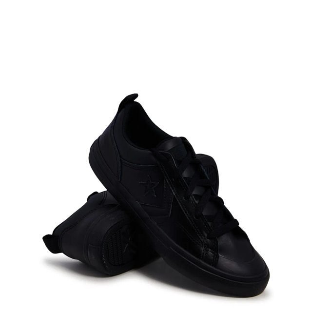 Black leather converse youth on sale