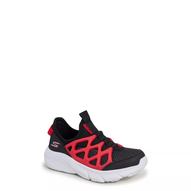 Skechers Boys Skech Faster Slip On Running Shoe in Black Red Size 12 Medium