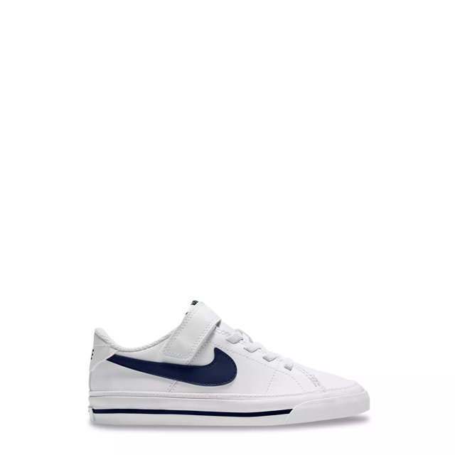 Nike Boys Court Legacy Sneaker in White Midnight Navy Blue Size 13 Medium