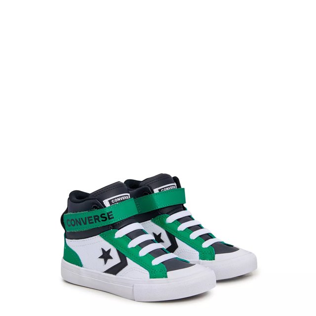 Converse Boys Pro Blaze Strap High Top Sneaker in White Green Black Leather Size 11 Medium