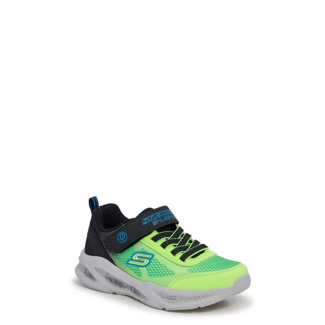 Skechers Boys Meteor Lights Krendox Running Shoe in Black Blue Lime Size 3 Medium