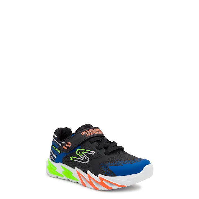 Skechers Boys' Flex-Glow Bolt Running Shoe in Black/Blue Size 13 Medium