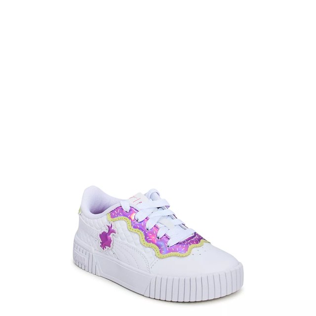 Puma Girls Carina 2.0 Trolls Court Sneaker in White Mauved Out Cool Cucumber Size 12 Medium