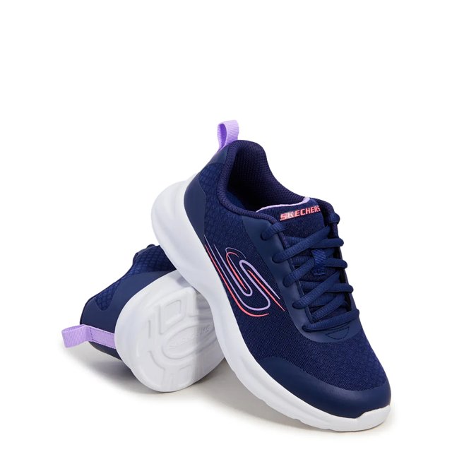 Skechers Youth Girls Dynamatic Running Shoe in Navy Blue Lavender Size 3 Medium