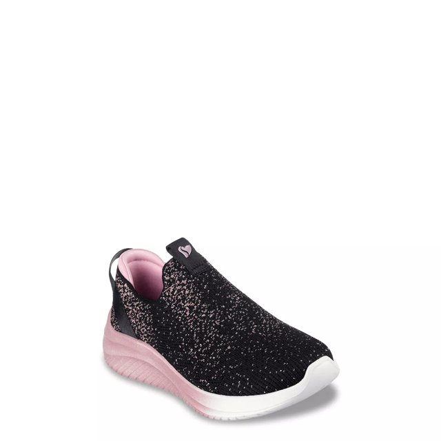 Skechers Girls Ultra Flex 3.0 All Things Sparkle Sneaker in Black Rose Gold Size 2 Medium