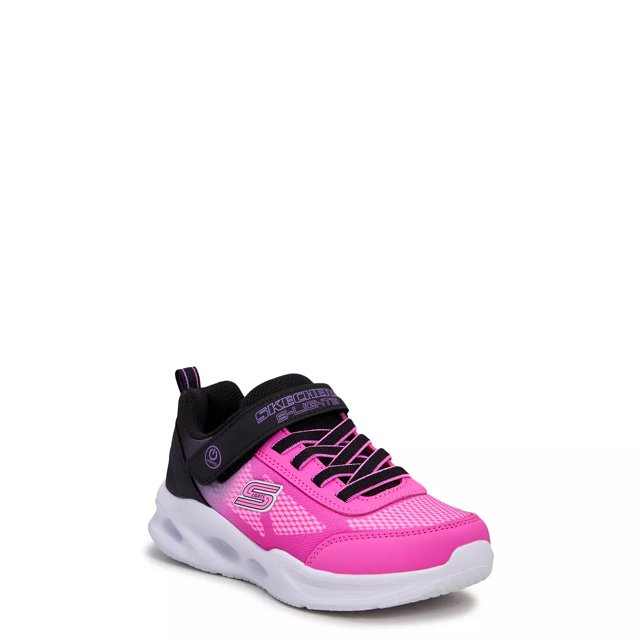 Skechers Girls s S Lights Sola Glow Ombre Deluxe Running Shoe in Black Hot Pink Size 2 Medium