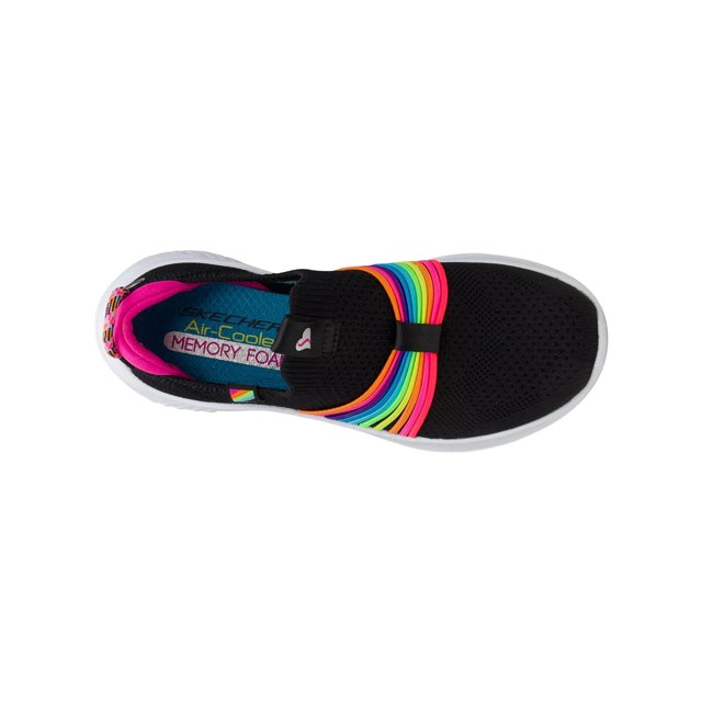 Skechers Girls Ultra Flex 3.0 Rainbow Speed Running Shoe in Black Size 1 Medium