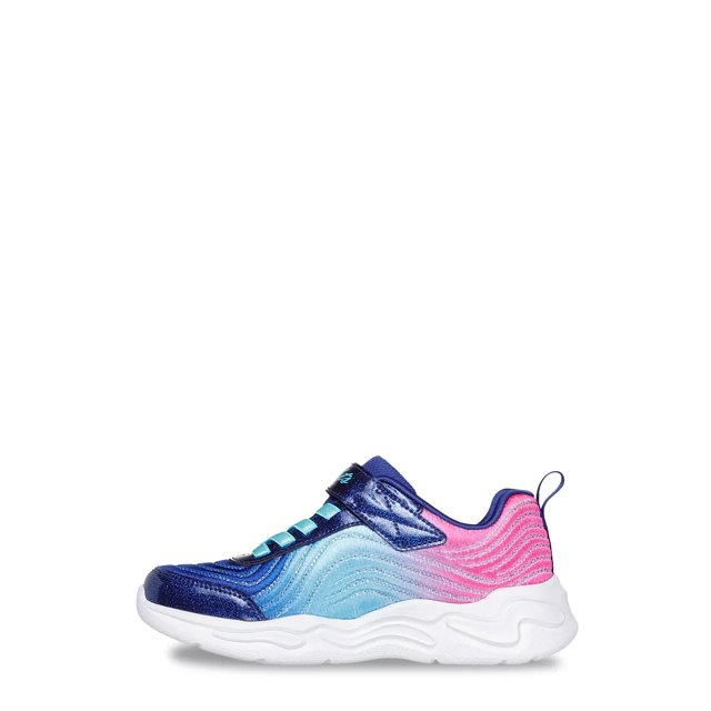 Skechers Girls S Lights Wavy Beams Ombre Express Sneaker in Navy Blue Size 3 Medium