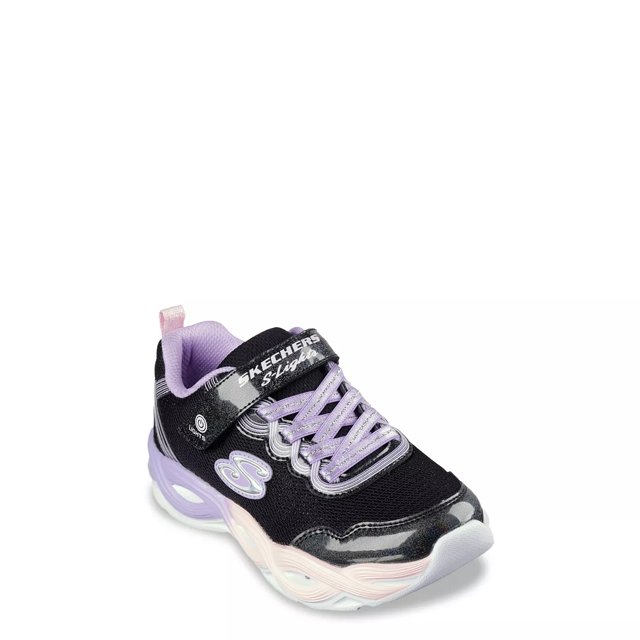 Skechers Girls Twisty Glow Running Shoe in Black Size 2 Medium
