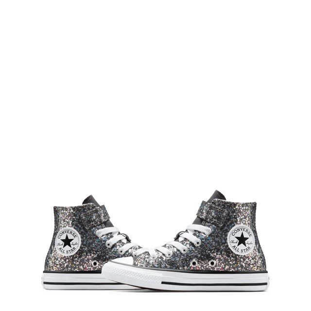 Girls black glitter converse clearance