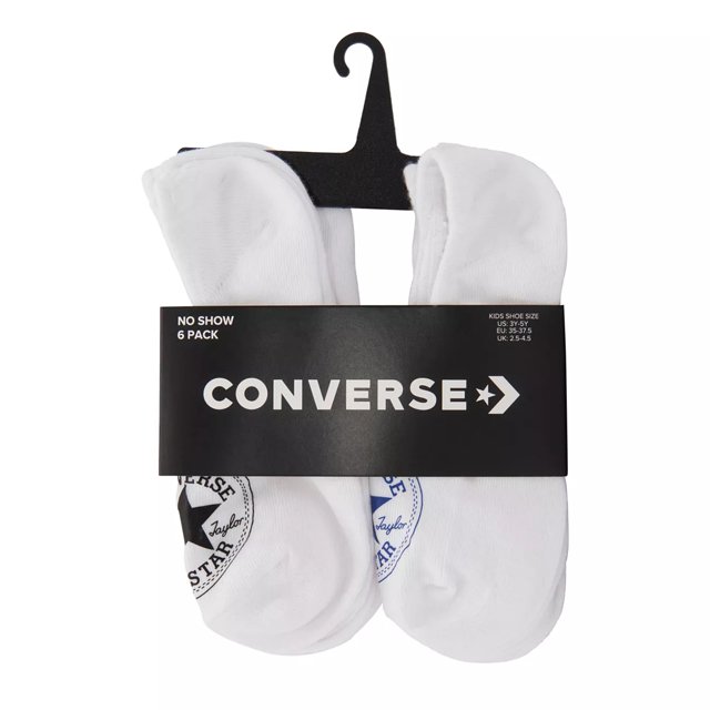 Converse Kid s 6 Pack Basic No Show Socks in White Size 7 Not Applicable